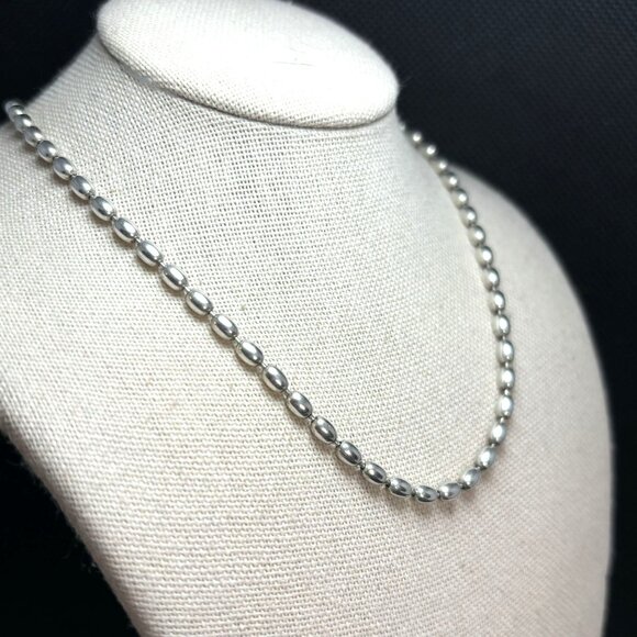 Vintage Sterling Silver 925 Oval Ball & Pin Chain Lobster Claw Clasp Size 18'' L - Picture 2 of 8